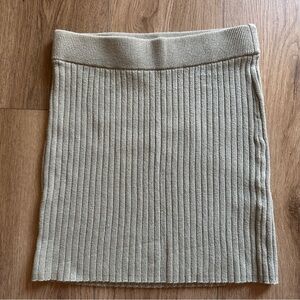 Abercrombie 90s Minimalist Ribbed Knit Mini Skirt Stretch Bodycon XS Sage Green